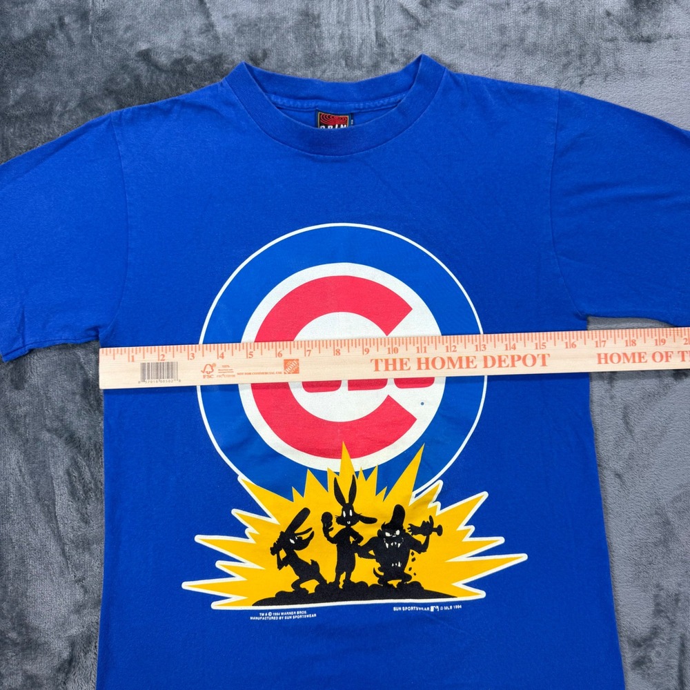 VTG 1994 Chicago Cubs‎ Looney Tunes T-Shirt Single Stitch Bugs Bunny Blue Small - Picture 6 of 8